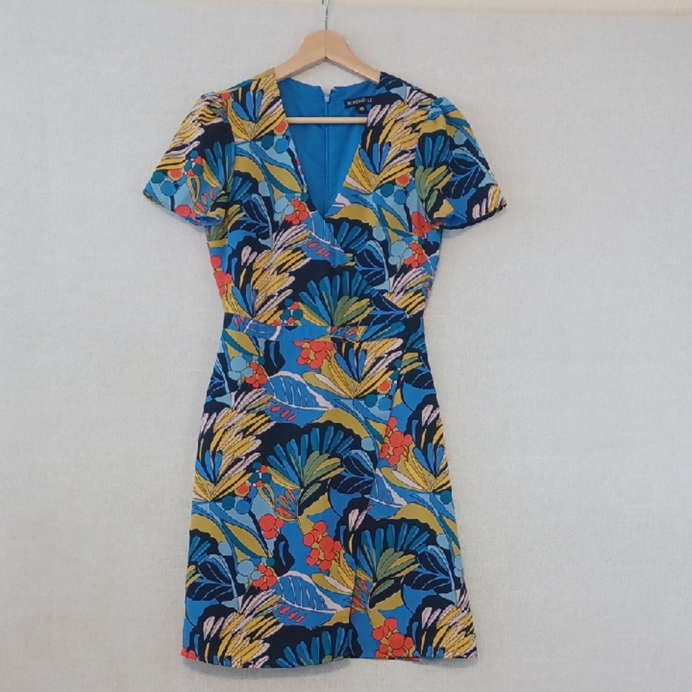 J. Crew Tropical Print Midi Dress - Blue and Yellow